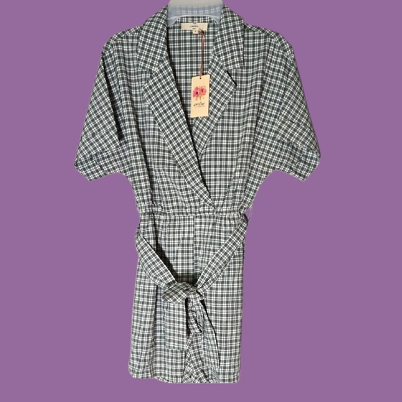 entro Pants - Entro Black and White Plaid Jumpsuit